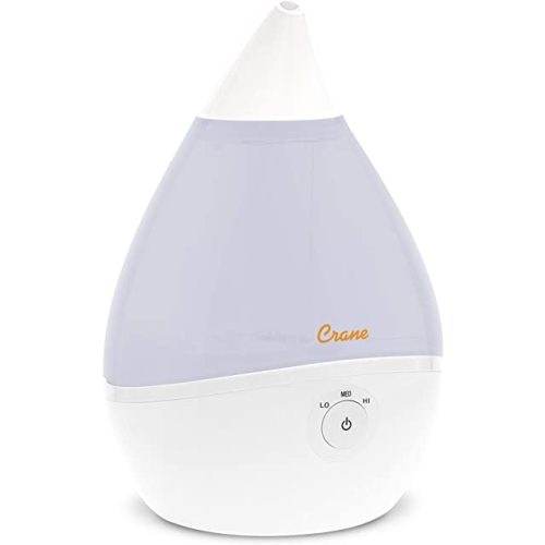Crane Droplet Ultrasonic Small Air Humidifiers for Bedroom and Office, 0.5 Gallon Cool Mist Humidifier for Plants and Home, Humidifier Filters Optional, White