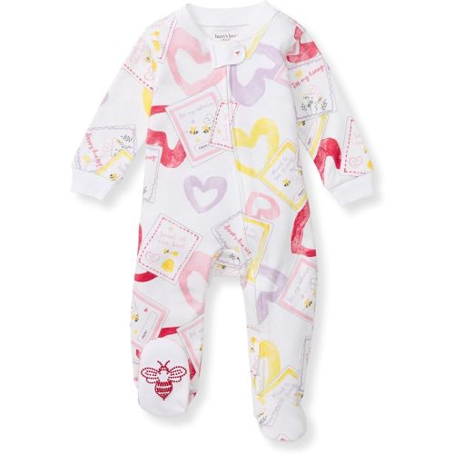 Burt's Bees Baby Girls Footed One-Piece Pajamas, Sleep and Play Loose Fit, 100% Organic Cotton, Sizes NB to 6-9 Months