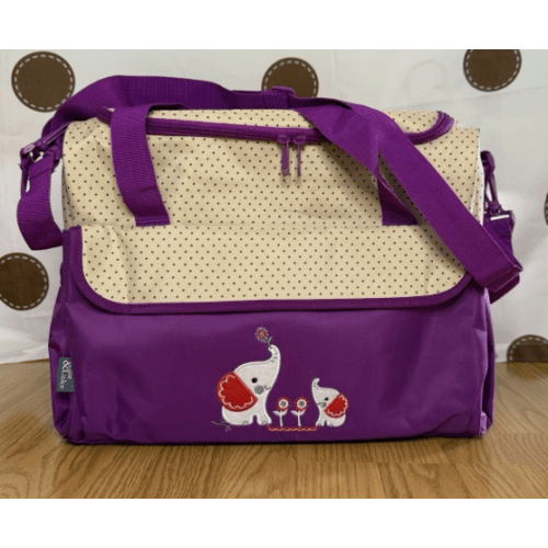 ELLIE & LUKE Diaper Bag and Tote Set with Accessories – Purple Elephant Design