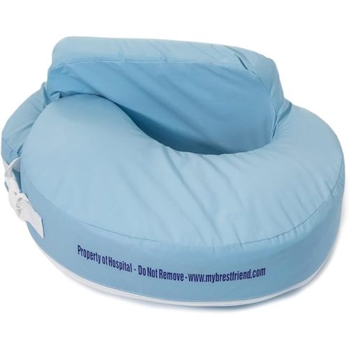 My Brest Friend Super Deluxe Nursing Pillow for Breastfeeding and Bottlefeeding with Lumbar Support, Convenient Pocket and Removable Slipcover, Professional