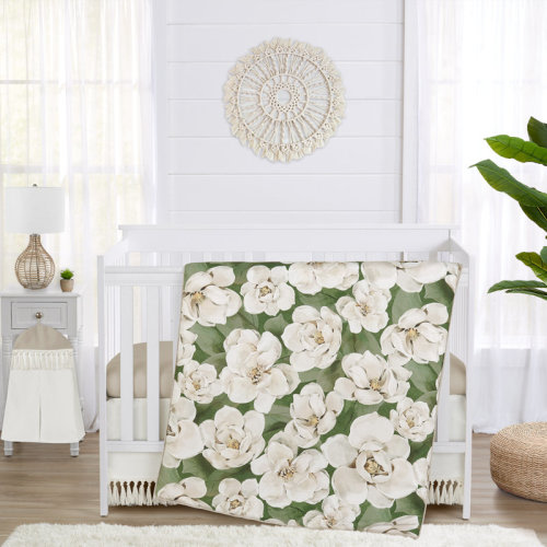 Sweet Jojo Designs Sage Green and Ivory Watercolor Magnolia 4 Piece Crib Bedding Set by Sweet Jojo Designs | Wayfair