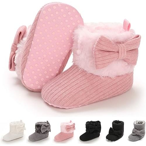 E-FAK Baby Boy Girl Boots Newborn Shoes Winter Snow Bowknot Anti-Slip Soft Sole Warm Infant Toddler Prewalker Booties