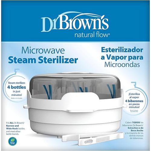 Dr. Brown's Microwave Steam Sterilizer for Baby Bottles, Nipples, Bottle Parts, Pacifiers, Teethers and Breast Pump Parts