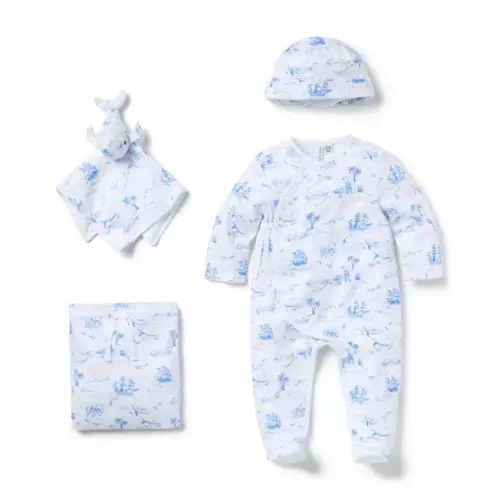 Baby Dreamy Blue Nautical Toile Baby Bundle Of Love Gift Set by Janie and Jack