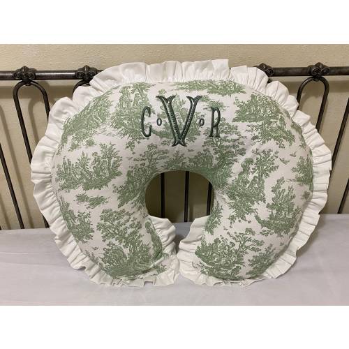 Nursing Pillow Cover with Ruffle, Blue Toile, Pink Toile Nursing Pillow Cover, Breastfeeding Pillow Cover