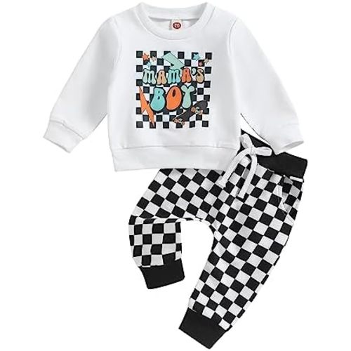 Baby Boy Fall Clothes Set Long Sleeve Letter Print Sweatshirt Pants Toddler Infant Outfits 6 12 18 24 Months 2T