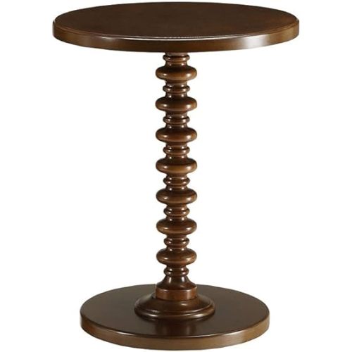 Acme Acton Round Wooden End Table in Walnut