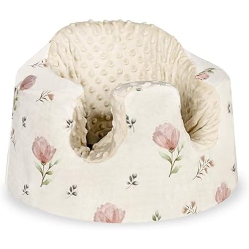SWESEN Seat Cover Compatible with Bumbo and Nuby Seats, Ultra Soft Minky Bumbo Floor SeatCover, Removable Cover for Baby-Seat, Easy to Install & Remove, Seat Not Included(Floral)