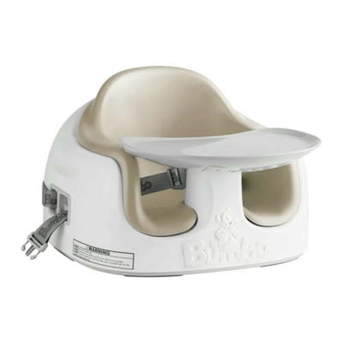 Bumbo 3-in-1 Baby Booster Seat - Floor Infant Feeding Chair with Tray, Portable, Taupe
