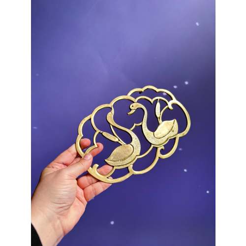 Vintage Double Brass Swan Trivet