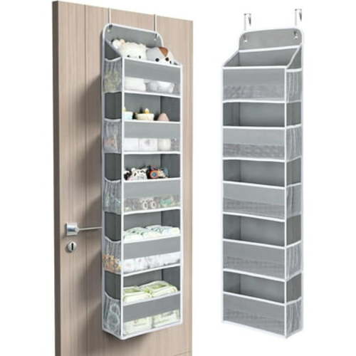 Over Door Hanging Organizer, Yecaye 1 Pack Hanging Storage Shelves 5 Pockets for Bathroom, Gray