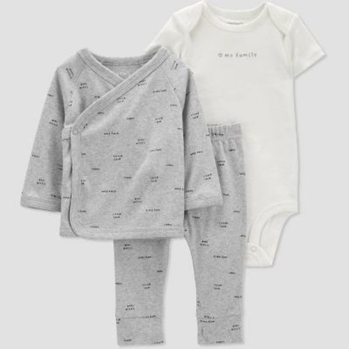 Carter's Just One You® Baby Boys' 3pc Top & Bottom Set - Gray 6m