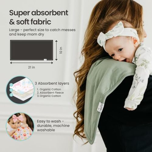 Copper Pearl Premium Baby Burp Cloths - 3-Pack Large Cotton Burp Cloths, Extra Soft Spit Up Rags with 3 Absorbent Layers, Perfect for Baby Boy and Baby Girl Gifts (21" x 10" Size, Chip Set)