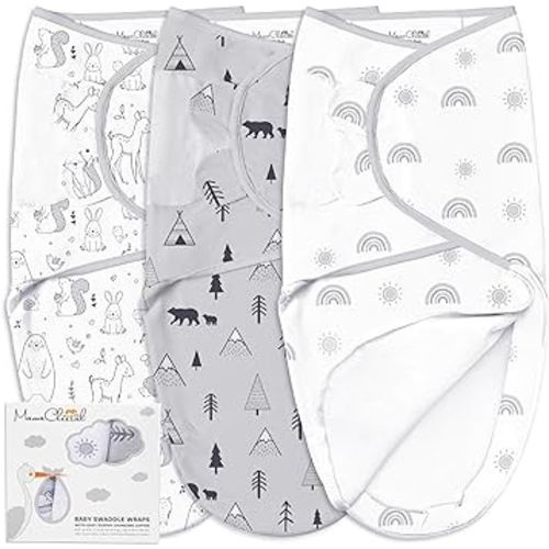 Mama Cheetah Baby Swaddle Blanket with Zipper, Newborn Swaddle Sack, Baby Swaddles Sleep Sack 0-3 Months, Baby Swaddle Wrap with Easy Change Zipper for Baby Boy & Baby Girl, 3-Pack