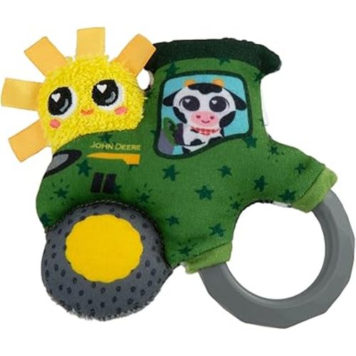 LAMAZE John Deere My First Tractor Rattle | Soft Baby Rattle with Easy-Grip Ring, Different Structures and Fabric Ribbons | Sensory Toy for Baby from 0 Months