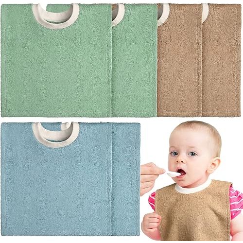 6 Pcs Pullover Baby Bibs Cotton Terry Toddler Absorbent Infant for Feeding and Drooling Towel Slip on Bib(Fresh Color)