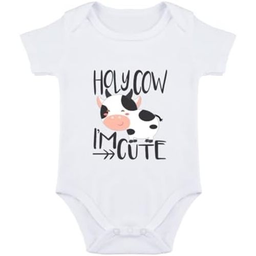Holy Cow I'm Cute Unisex Baby Bodysuit - Pink - Size 0-3 Months