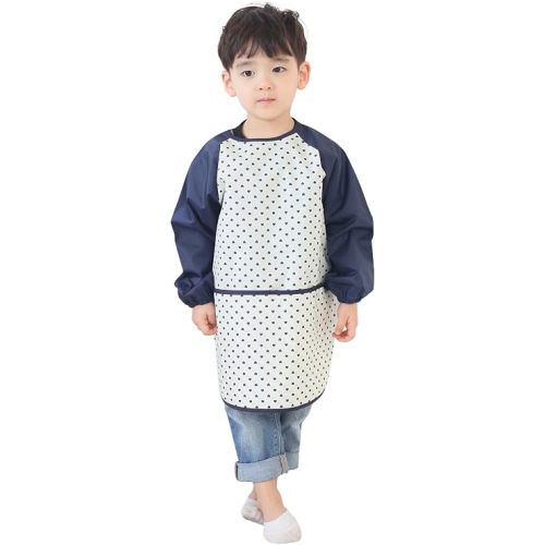 Art smock- navy heart dot