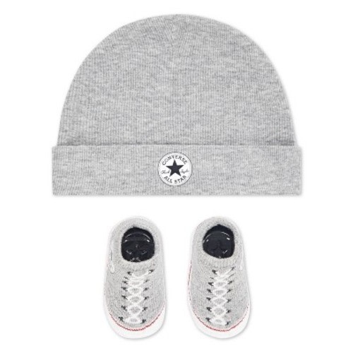Converse Baby Beanie with Booties Gift Box Set - Gray 0-6M
