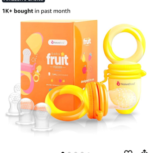 NatureBond Baby Food Feeder/Fruit Feeder Pacifier Nibbler (2 Pack) - Infant Teething Toy Teether Weaning in Appetizing Colors | + Additional Silicone Sacs
