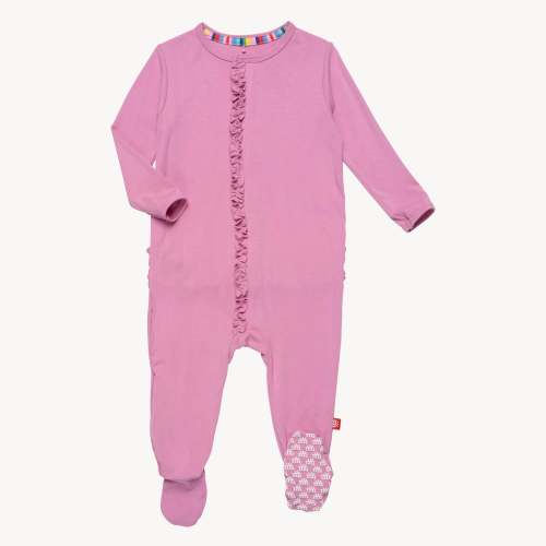 mauve RightFit™ magnetic parent favorite footie with ruffles – Magnetic Me