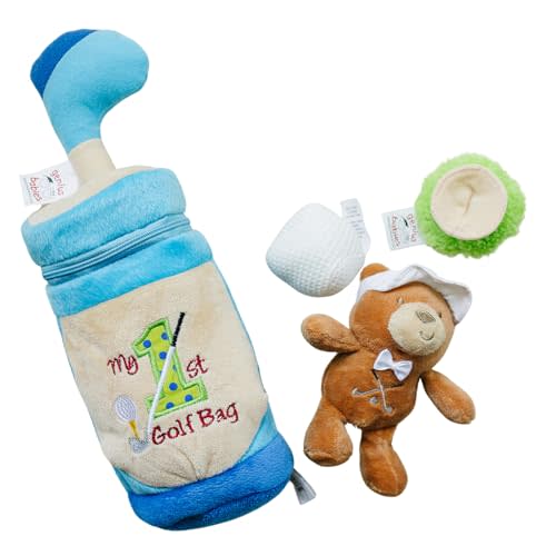 Genius Baby - 9" The Original Baby Golf Bag with Teddy Bear, Blue Bag Embroidered with 'My 1st Golf Bag', Lightweight, Perfect Size Golf Toy for Small Hands, Unique for Golf Baby