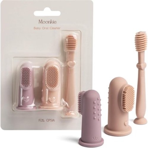 UKLL-Baby Finger Toothbrush Tongue Oral Cleaner Kit for 3 Months +, 3 Pcs (Blush/Pale Mauve/Blush)