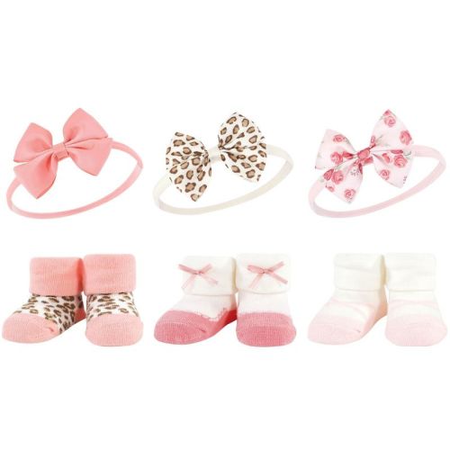 Hudson Baby Infant Girls Headband And Socks Giftset, Blush Rose, One Size