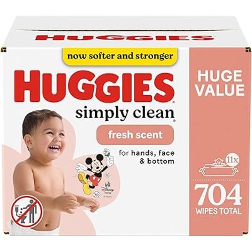 Huggies Simply Clean Fresh Scent Baby Wipes, 11 Flip-Top Packs (704 Wipes Total), Packaging May Vary