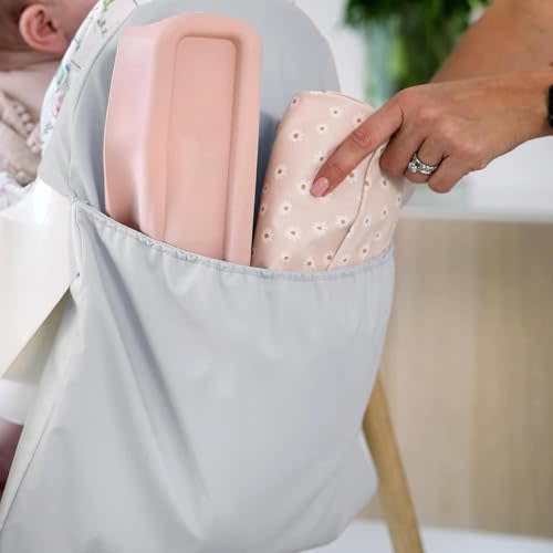 Highchair Handy Pocket Pouch Compatible with Antilop Highchair, Handy Pocket Pouch High Chair Accessories, Wipeable and Waterproof Material, One Large Pouch with an Internal Zip Pocket 25x45cm