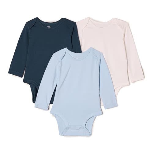 Amazon Essentials x Sofia Grainge Unisex Babies' Long Sleeve Crew Neck Bodysuit, Pack of 3