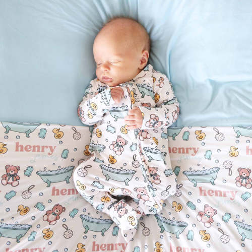 Bathtime Besties Zipper Footie | Blue
