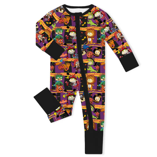 Halloween Naughty Diaper Family Baby Bamboo Zipper Romper Pajamas – FancyPrince