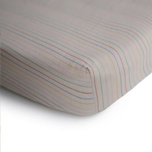 Mushie Extra Soft Muslin Crib Sheet - Blue Check