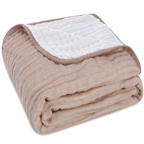 HardNok Ultra Soft Muslin Baby Blankets - A Premium Blend of Muslin Cotton & Bamboo Viscose, Ideal Swaddle & Crib Blanket for Girls & Toddlers, 43" x 43" (Warm Earthy)