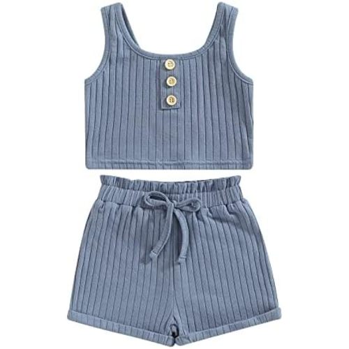 Ledy Champswiin Little Toddler Kids Girl Clothes Set 1-8 Years Summer Outfits Solid Color Tank Tops & Shorts