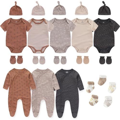 New Born Clothes Boy Girl Layette Set Cotton Snap Baby Clothing and Accessories 0-12 Months, 23-pack