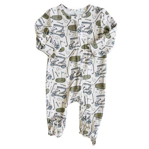 Tee Time Zipper Footie: 6-12M