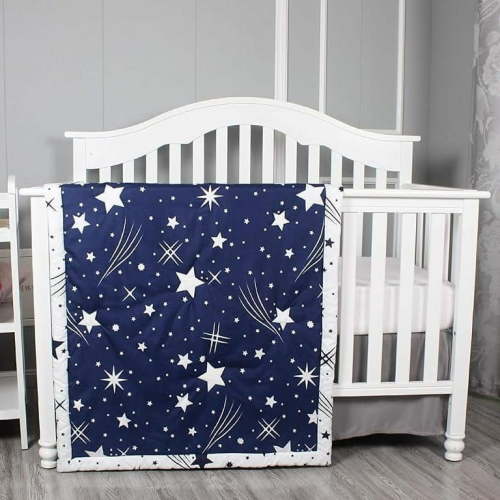 Belsden Ultra Soft Star Baby Comforter, Cozy Breathable Lightweight Crib Quilt for Boys Girls, 34" x 44" Nursery Bedding Baby Toddler Quilted Blanket, Duvet Insert, Space Star Navy Blue