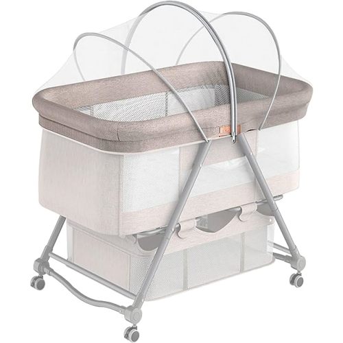 DUOMI Bassinet Cover for Cats with Two-Way Zipper,Portable Bassinet Mosquito Net Cover,Mosquito Net to Keep Pets Out(White)
