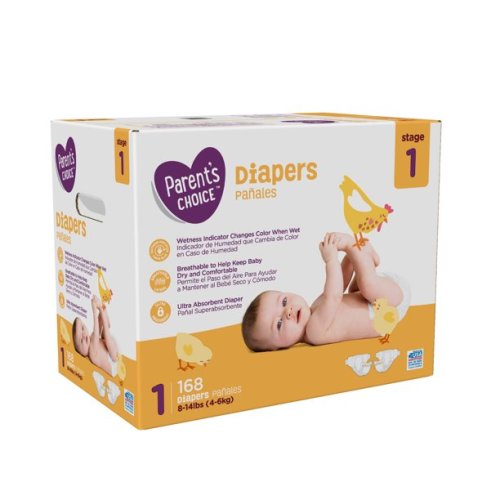 (2 pack) Parent's Choice Diapers, Size 1, 168 Diapers