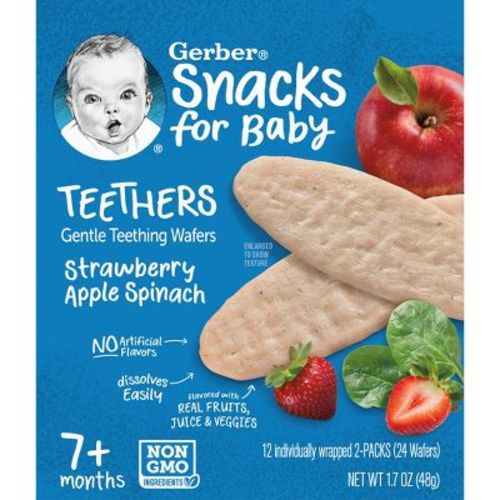 Gerber Baby Food Strawberry Apple Spinach Teething Wafers Baby Snack - 12ct/1.7oz Total