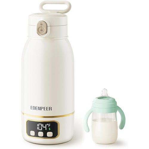 Portable Bottle Warmer, Cordless Milk Warmer for Travel with Fast Heating & Long Battery Life, Instant Breastmilk, Formula, Water, Milk Warmer with 17 Ounces, Super Fast Charging