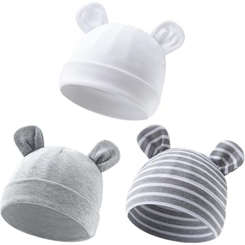 Duoyeree Baby Hat Newborn Hat Adorable Cotton Bear Ear Beanie Cap for Infant Girl Boy 0-6 Months