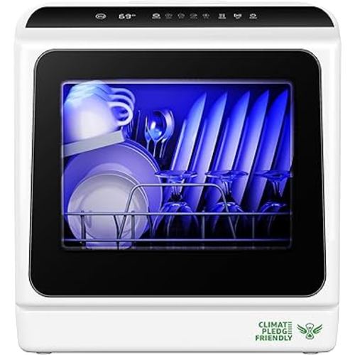 EUHOMY Countertop Dishwasher Portable with 6 Programs, 5L Built-in Water Tank for Apartments & RV, 167℉ High-Temp, No Hookup Needed, Mini Dishwasher with Baby Care, Air Dry/Quick/ECO/Fruit/Normal Mode