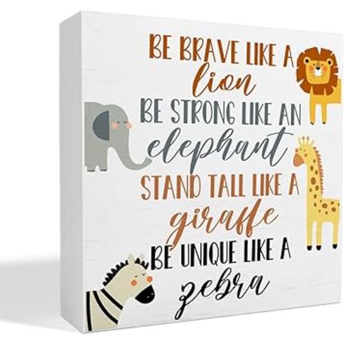 Nursery Table Decor, Nursery Baby Childrens Kids Bedroom Desk Decor Nursery Decoration for Kids Room Playroom, Nursery Decor for Baby Boys Girls, Be Brave Like A Lion, Wooden Box Sign