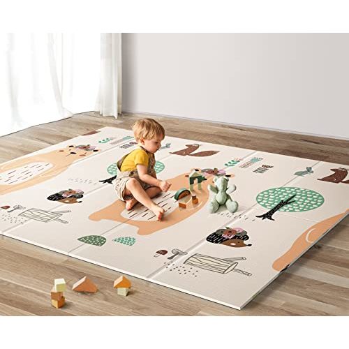 UANLAUO Baby Play Mat, Large 71" x 59" Baby Floor Mat, Playmat for Babies and Toddlers, Waterproof, Reversible & Foldable Playmat for Kids, Easy Clean Foam Play Mat, with Travel Bag Indoor Outdoor Use