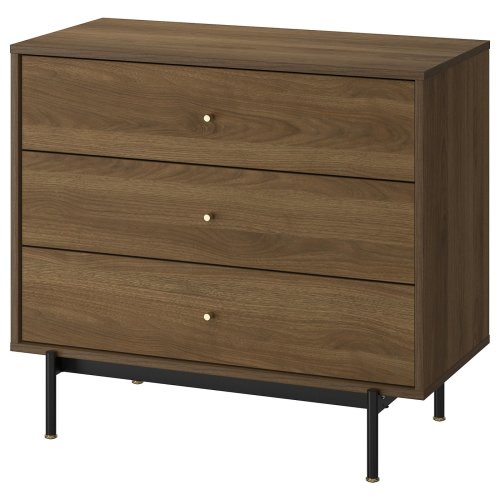 RÅDMANSÖ 3-drawer chest - brown walnut effect 35 3/8x18 7/8x31 3/4 "