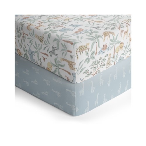 Living Textiles 2 Pack Fitted Sheet Cot Wild Safari