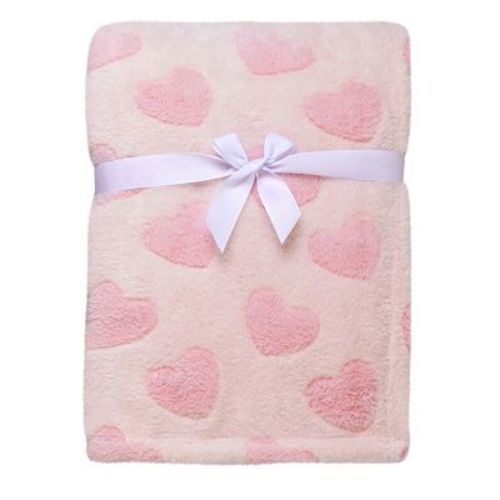 Baby Starters Heart Printed Single Ply Plush Baby Blanket